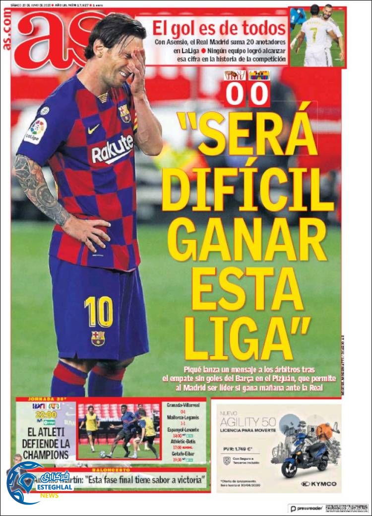 روزنامه ورزشی آاس شنبه 31 خرداد 1399