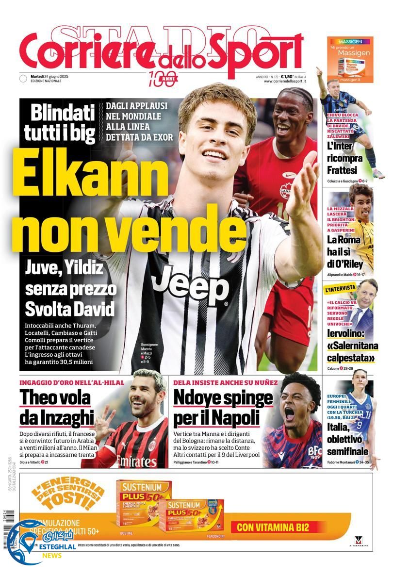 روزنامه ورزشی کوریره دلو اسپورت سه شنبه 3 تیر 1404 