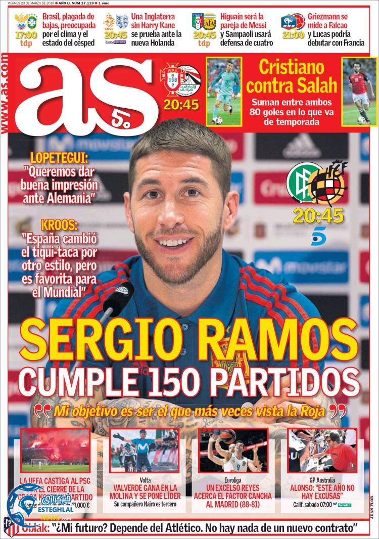 روزنامه ورزشی آ اس جمعه 3 فروردین 1397