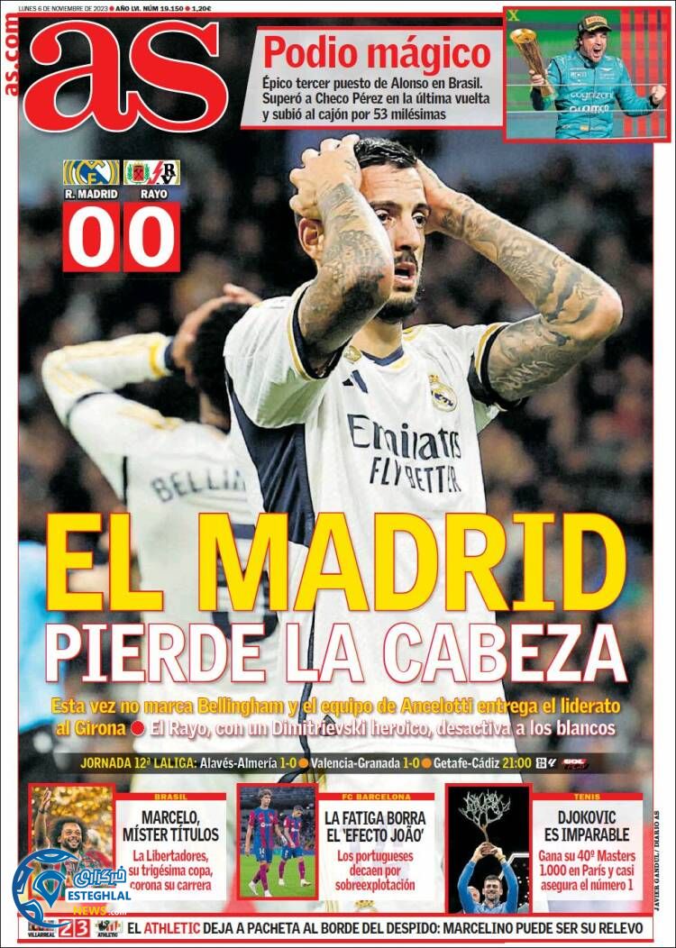 روزنامه ورزشی آ اس دوشنبه 15 آبان 1402