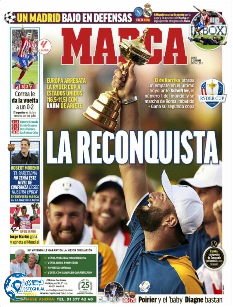 روزنامه ورزشی مارکا دوشنبه 10 مهر 1402