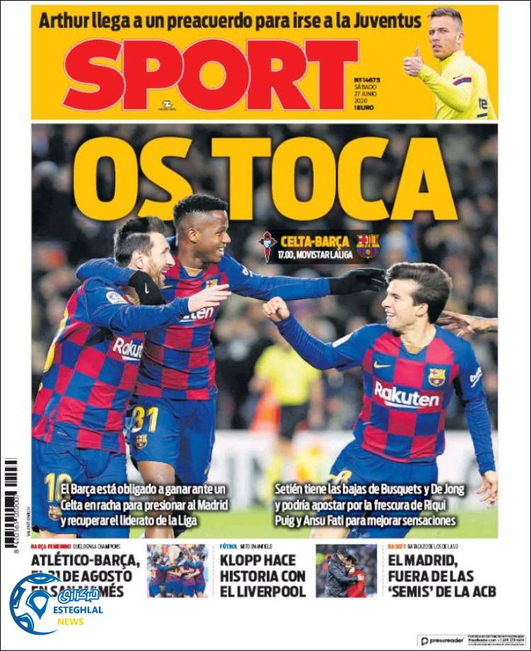 روزنامه ورزشی اسپورت شنبه 7 تیر 1399