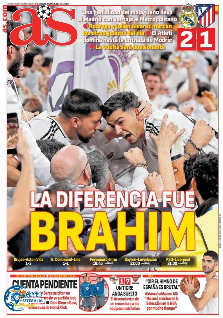 روزنامه ورزشی آ اس چهارشنبه 15 اسفند 1403 