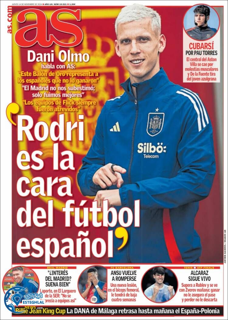 روزنامه ورزشی آ اس پنجشنبه 24 آبان 1403 