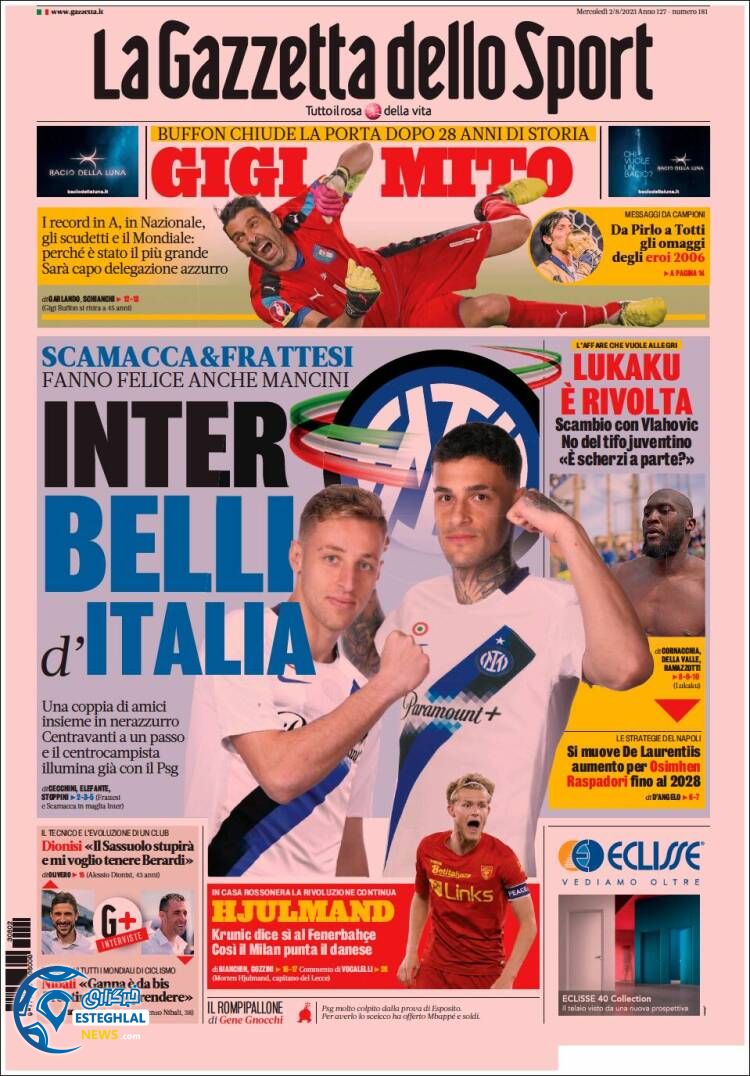 روزنامه ورزشی گاتزتا دلو اسپورت چهارشنبه 11 مرداد 1402  