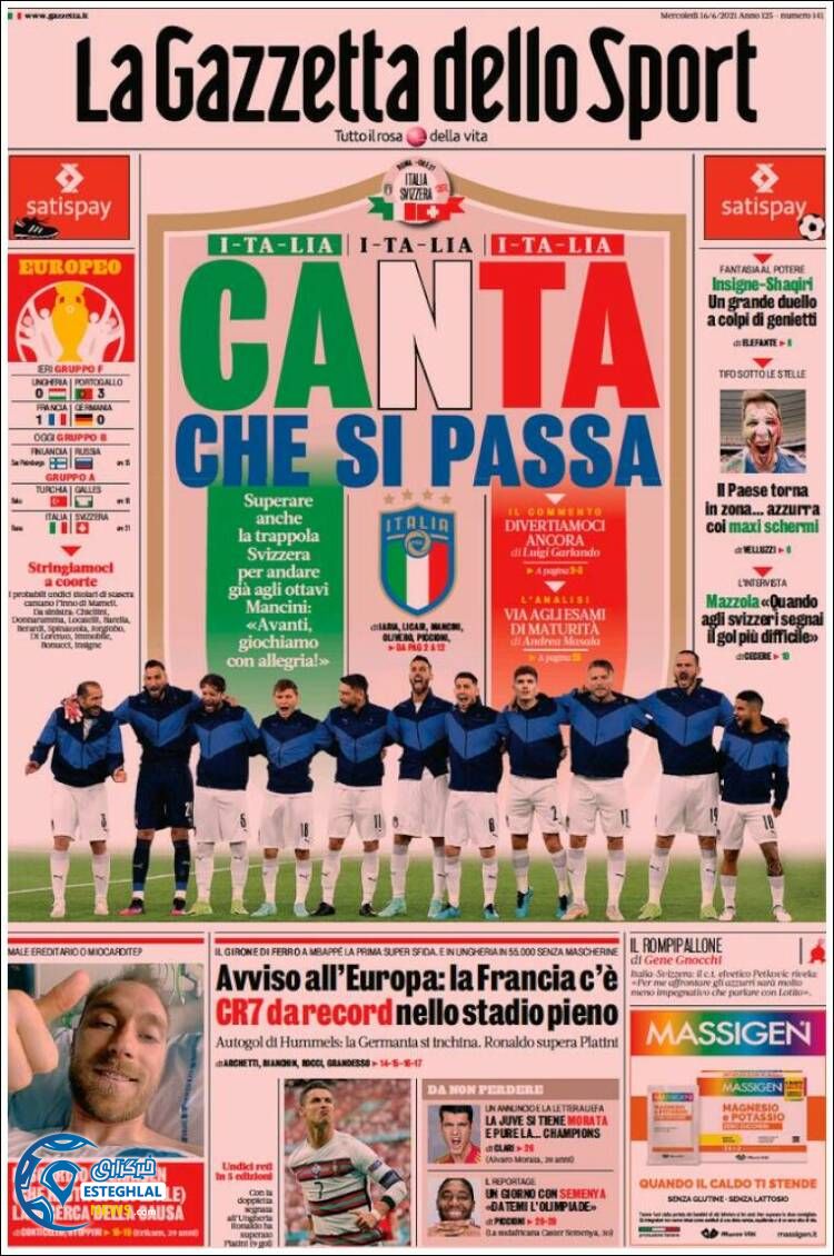 روزنامه ورزشی گاتزتا دلو اسپورت چهارشنبه 26 خرداد 1400