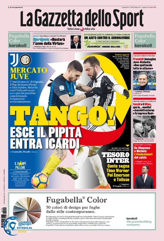 روزنامه ورزشی گاتزتا دلو اسپورت دوشنبه 1 اردیبهشت 1399