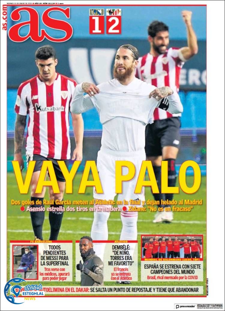 روزنامه ورزشی آاس جمعه 26 دی 1399