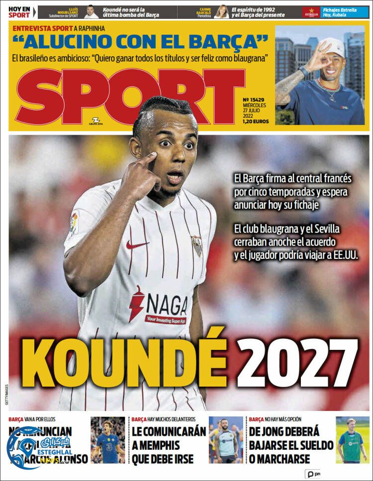 روزنامه ورزشی اسپورت چهارشنبه 5 مرداد 1401 