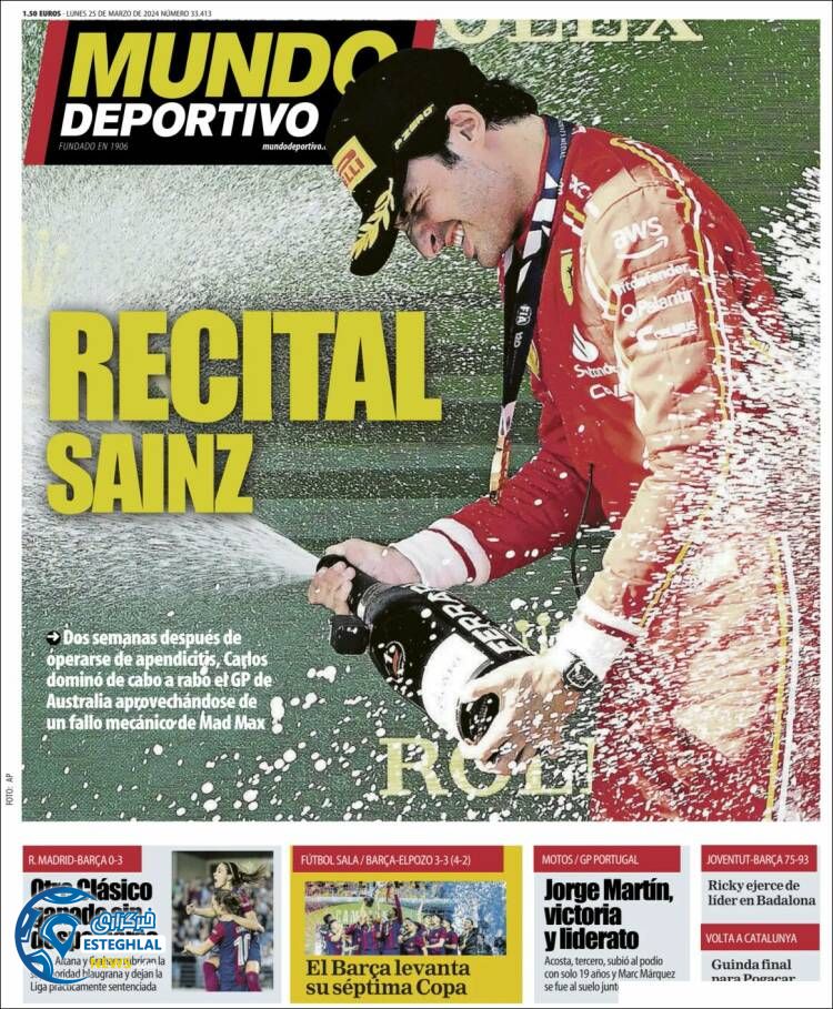 روزنامه ورزشی موندو دپورتیوو دوشنبه 6 فروردین 1403 