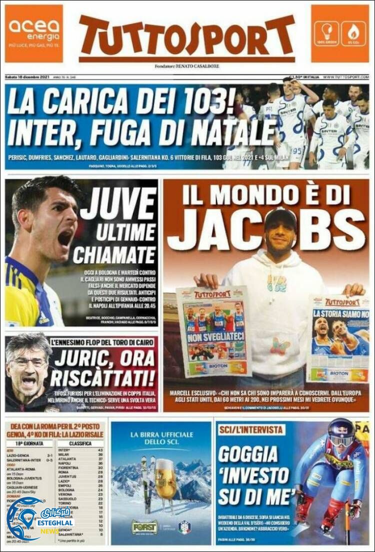 روزنامه ورزشی توتو اسپورت شنبه 27 آذر 1400