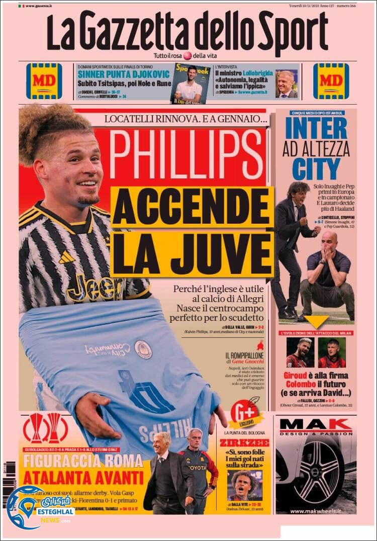 روزنامه  ورزشی گاتزتا دلو اسپورت جمعه 19 آبان 1402 