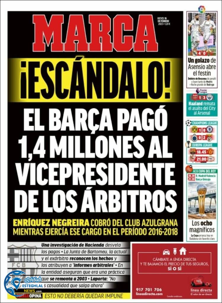 روزنامه ورزشی مارکا پنجشنبه 27 بهمن 1401 