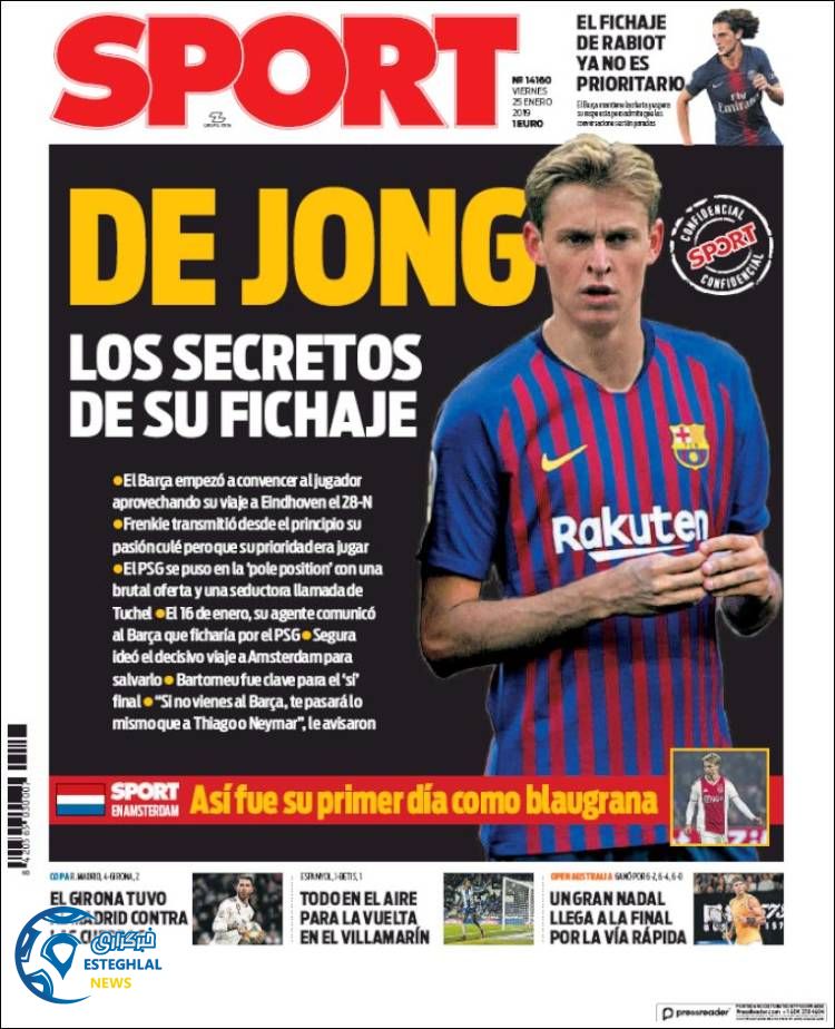 روزنامه ورزشی اسپورت جمعه 5 بهمن 1397