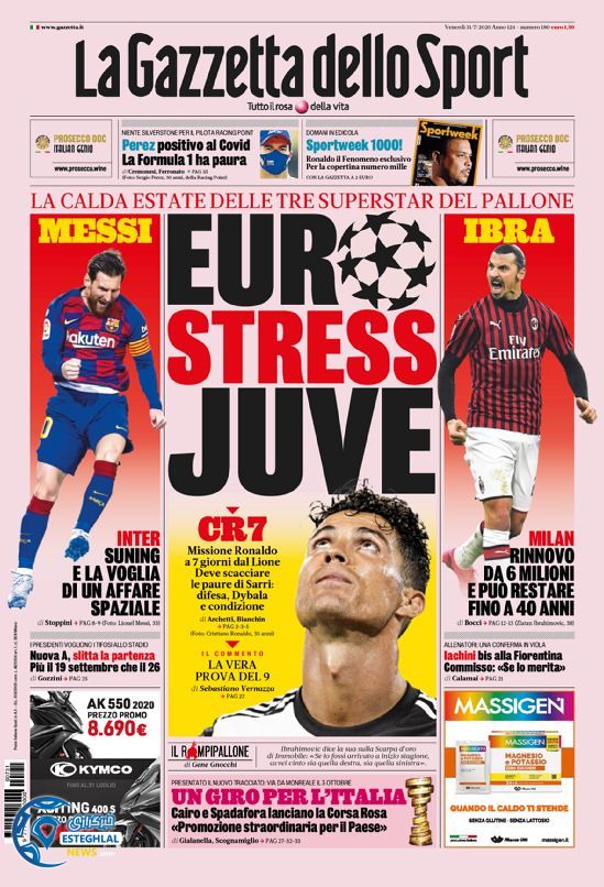 روزنامه ورزشی گاتزتا دلو اسپورت جمعه 10 مرداد 1399