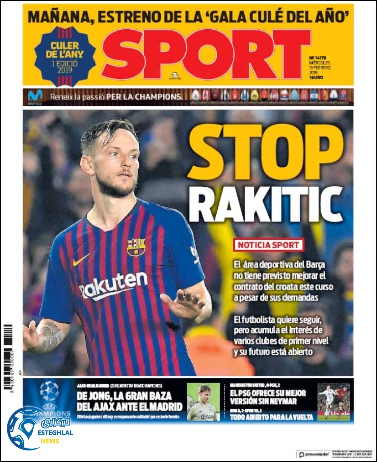 روزنامه ورزشی اسپورت چهارشنبه 24 بهمن 1397