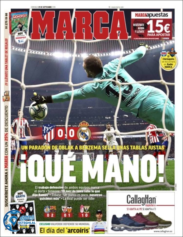 روزنامه ورزشی مارکا یکشنبه 7 مهر 1398 