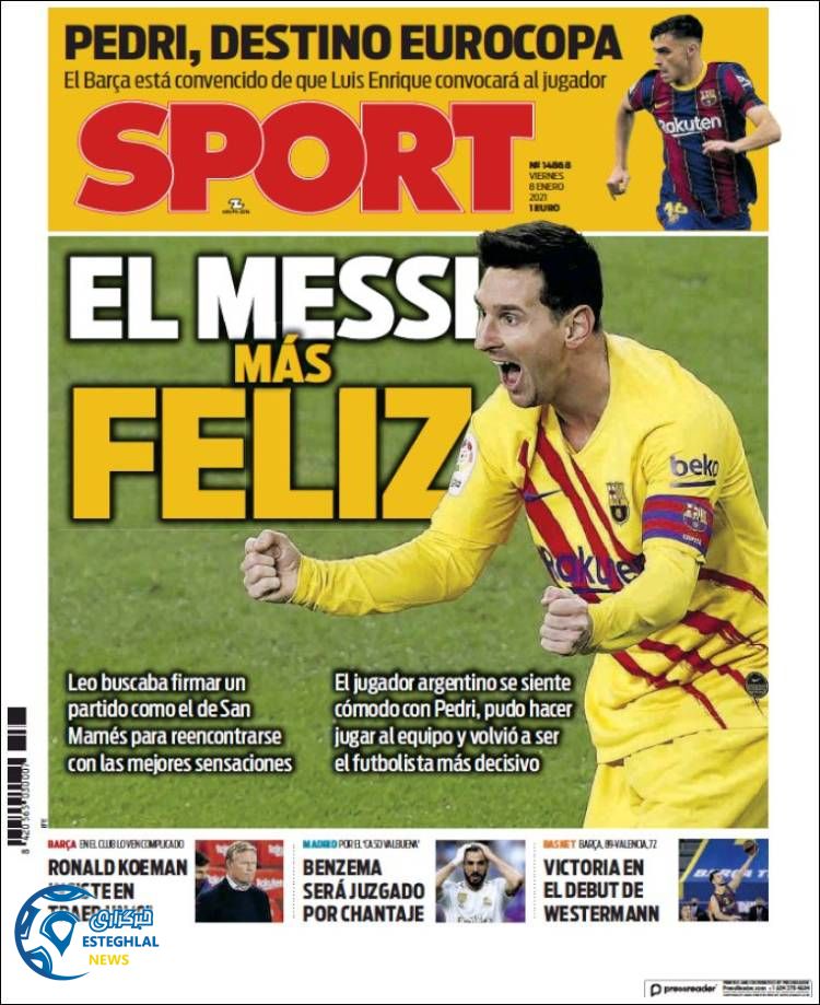 روزنامه ورزشی اسپورت جمعه 19 دی 1399