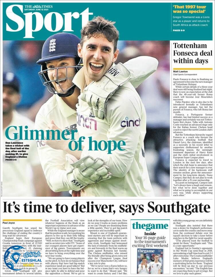 روزنامه ورزشی تایمز اسپورت شنبه 22 خرداد 1400