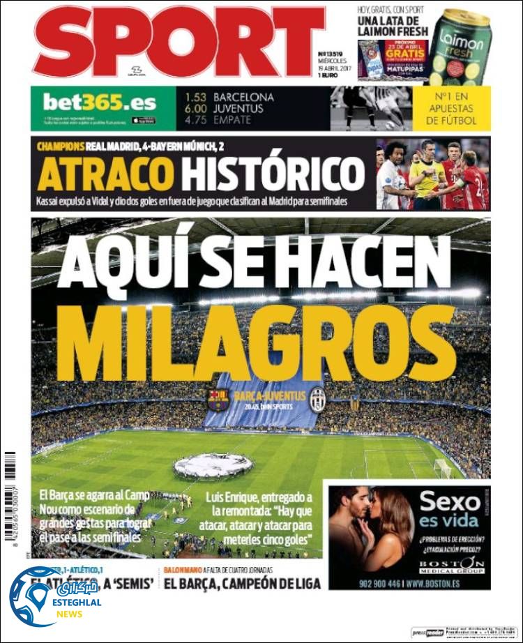 روزنامه های ورزشی جهان 30 فروردین