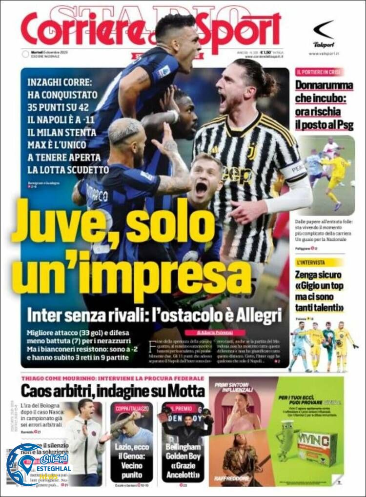 روزنامه ورزشی کوریره دلو اسپورت سه شنبه 14 آذر 1402  