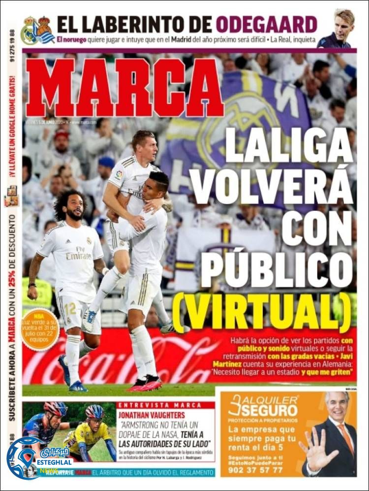 روزنامه ورزشی مارکا جمعه 16 خرداد 1399