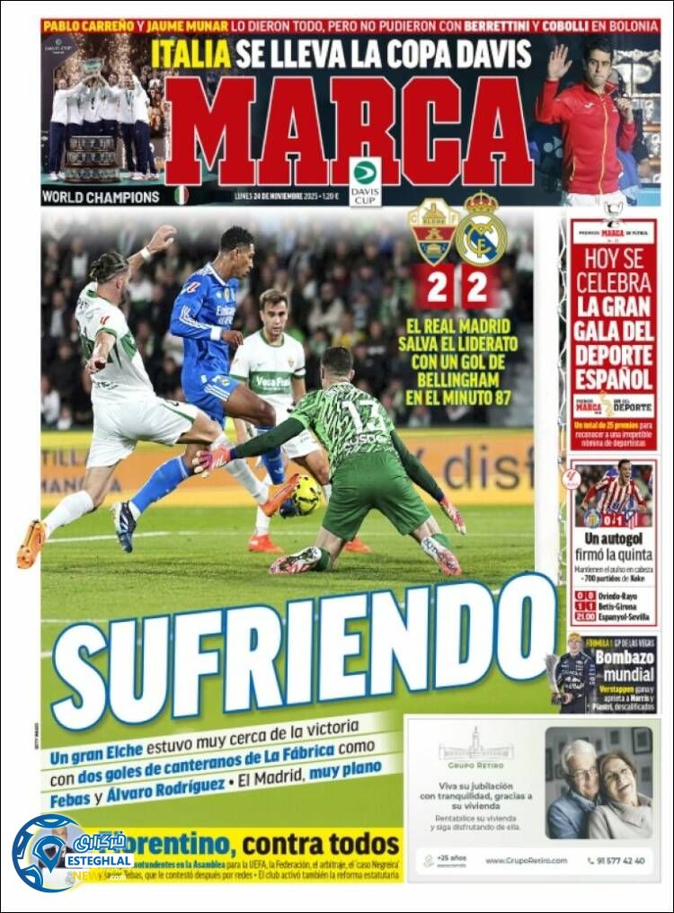 روزنامه  ورزشی مارکا  دوشنبه 3 آذر 1404 