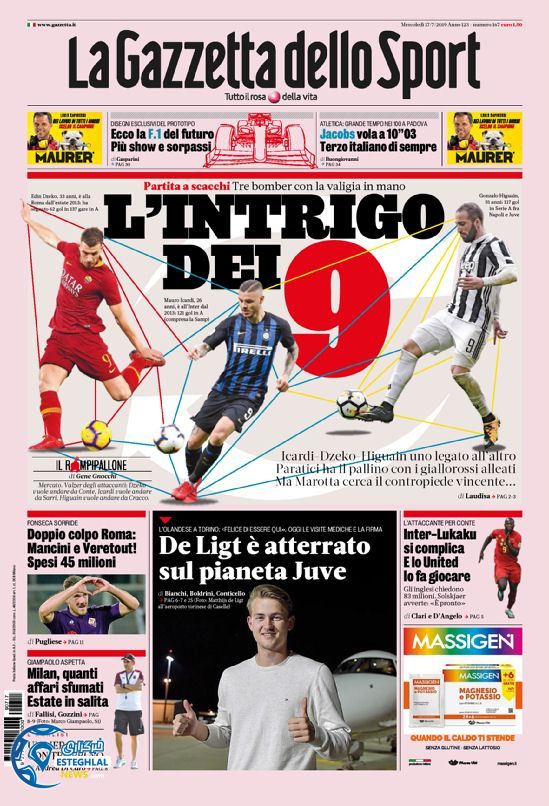 روزنامه ورزشی گاتزتا دلو اسپورت چهارشنبه 26 تیر 1398