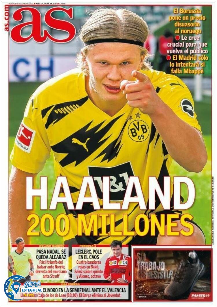 روزنامه ورزشی آ اس یکشنبه 16 خرداد 1400