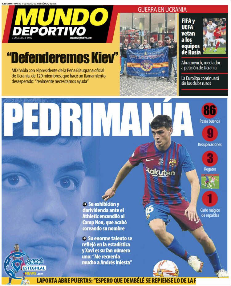 روزنامه ورزشی موندو دپورتیوو سه شنبه 10 اسفند 1400