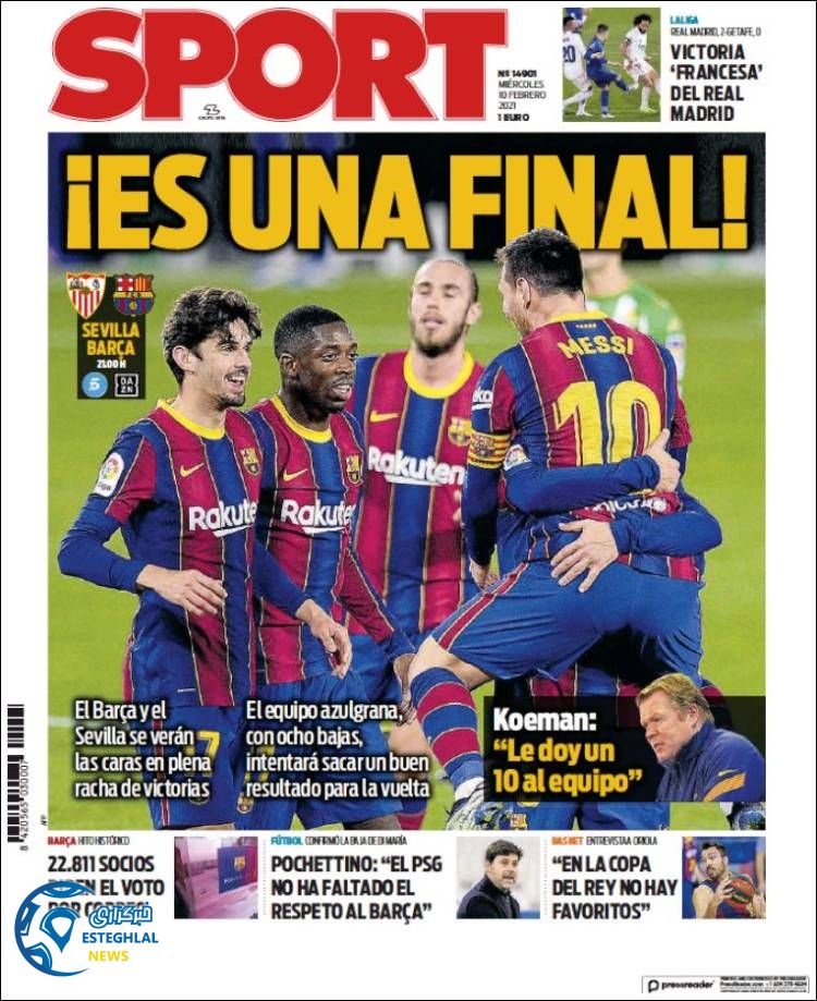 روزنامه ورزشی اسپورت چهارشنبه 22 بهمن 1399