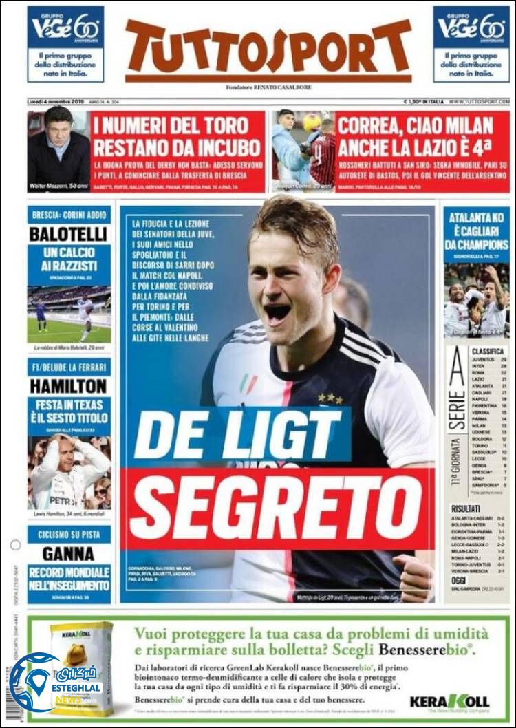 روزنامه ورزشی توتو اسپورت دوشنبه 13 آبان 1398