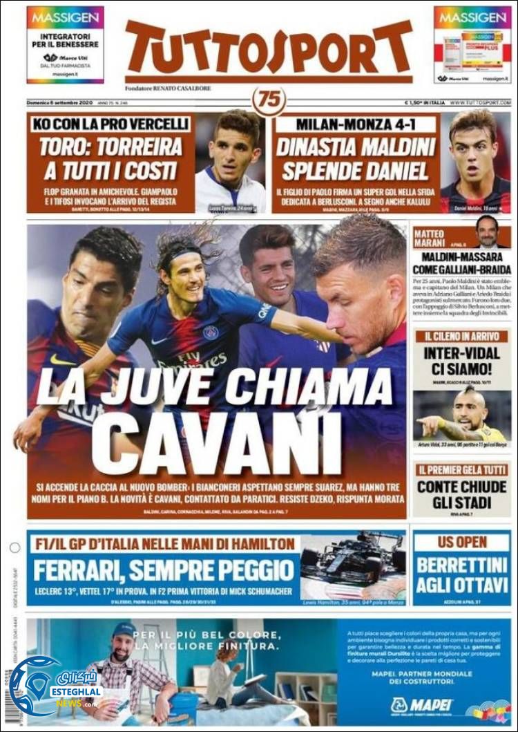 روزنامه ورزشی توتو اسپورت یکشنبه 16 شهریور 1399