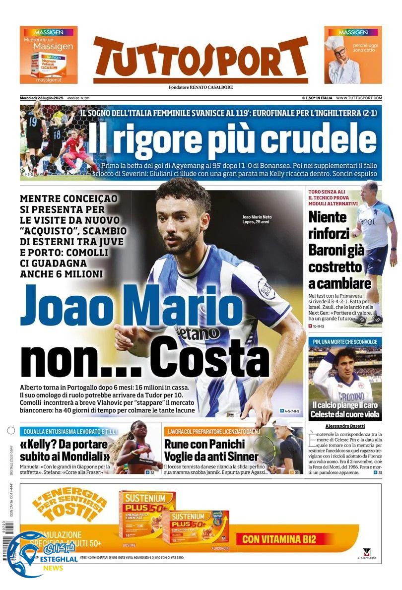 روزنامه ورزشی توتو اسپورت چهارشنبه 1 مرداد 1404 