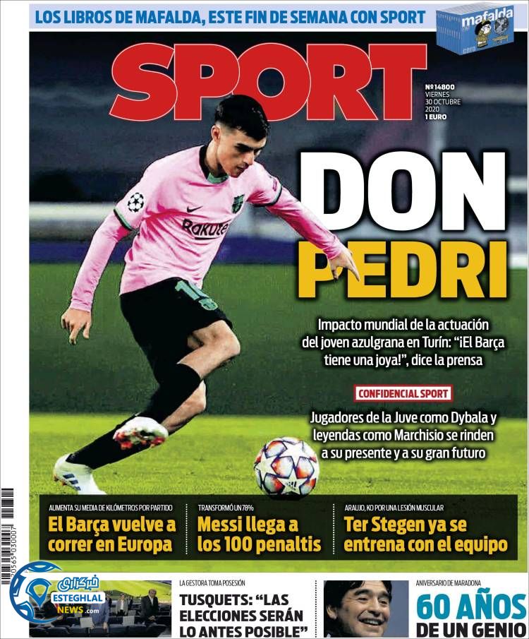 روزنامه ورزشی اسپورت جمعه 9 آبان 1399