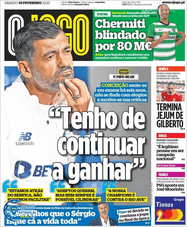 روزنامه ورزشی اوجوگو شنبه 29 بهمن 1401 