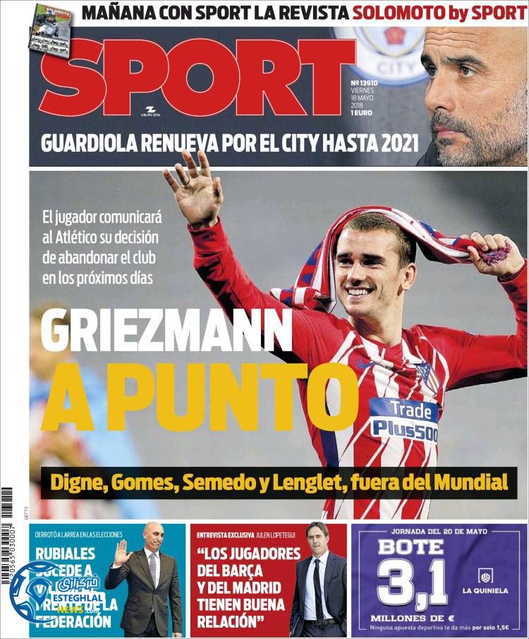 روزنامه اسپورت جمعه 28 اردیبهشت 1397 