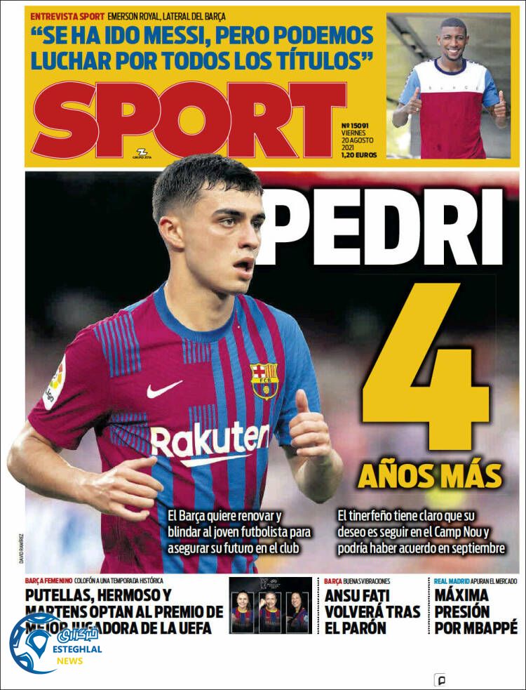 روزنامه ورزشی اسپورت جمعه 29 مرداد 1400