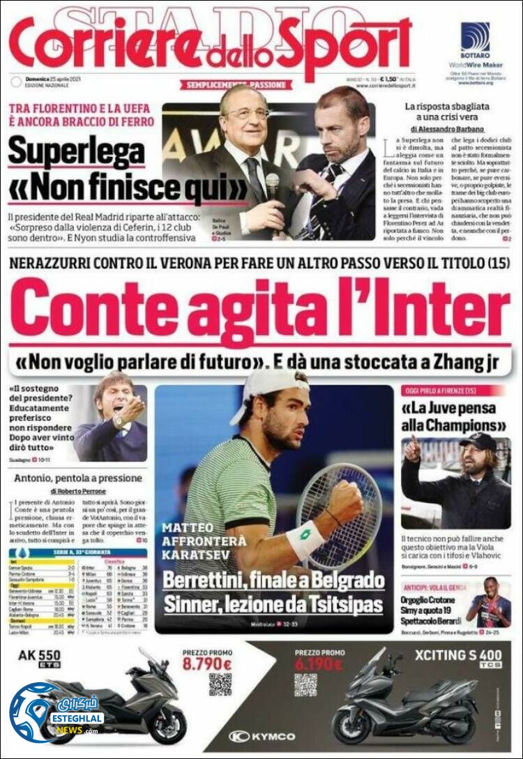 روزنامه ورزشی کوریره دلو اسپورت یکشنبه 5 اردیبهشت 1400