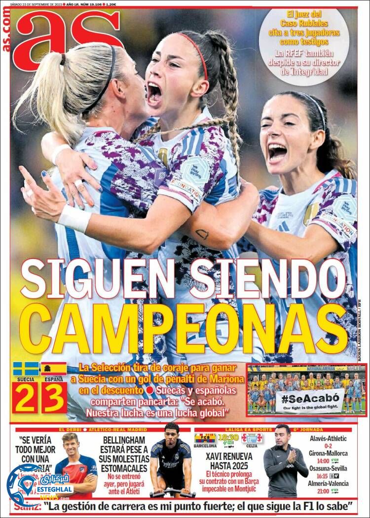 روزنامه ورزشی آ اس شنبه 1 مهر 1402 