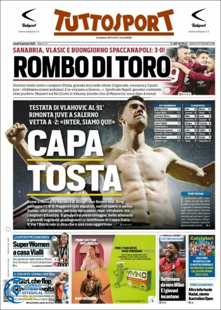 روزنامه ورزشی توتو اسپورت دوشنبه 18 دی 1402 