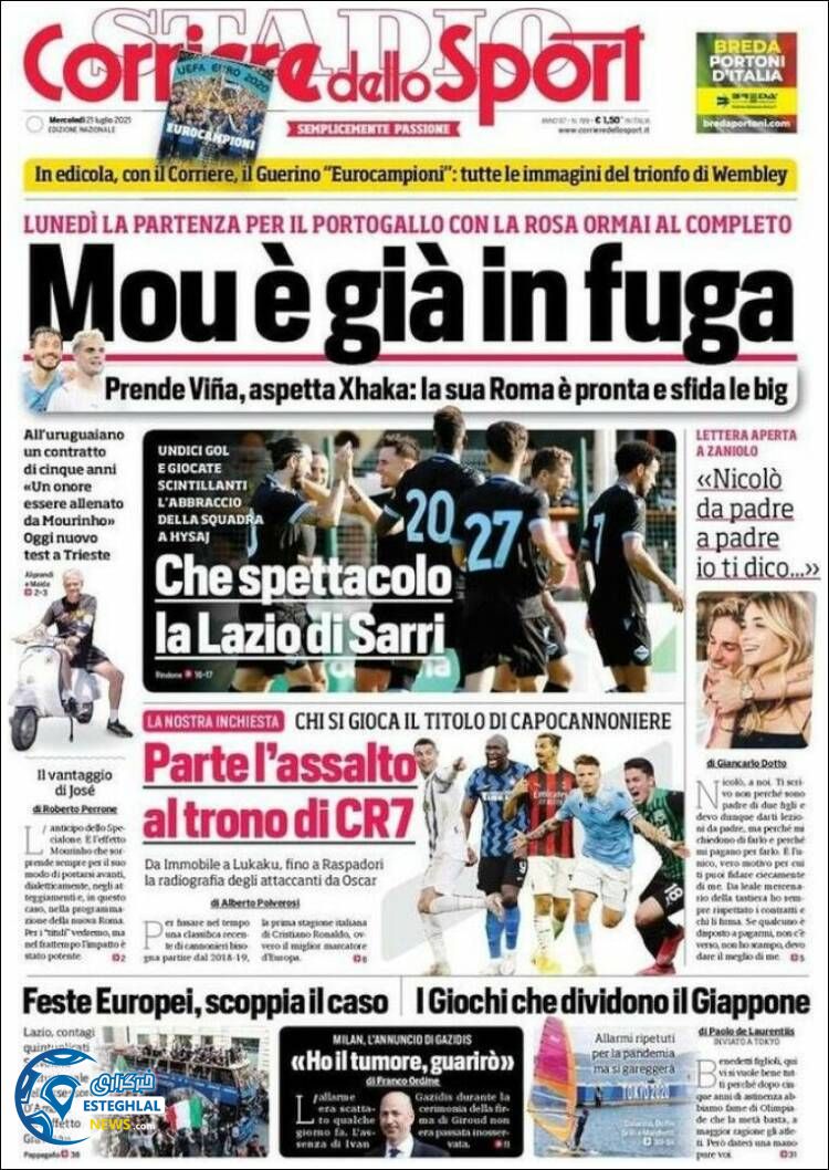 روزنامه ورزشی کوریره دلو اسپورت چهارشنبه 30 تیر 1400