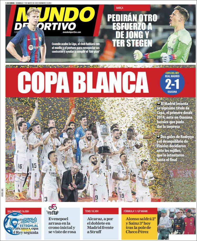 روزنامه ورزشی موندو دپورتیوو یکشنبه 17 اردیبهشت 1402 