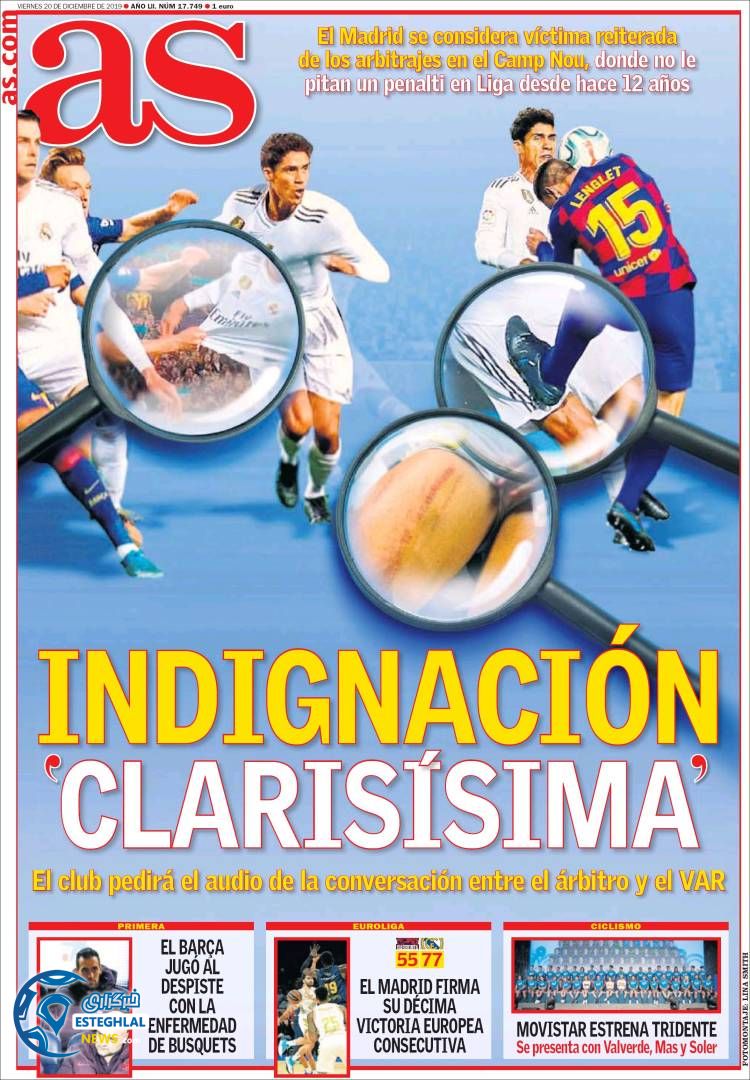 روزنامه ورزشی آاس جمعه 29 آذر 1398