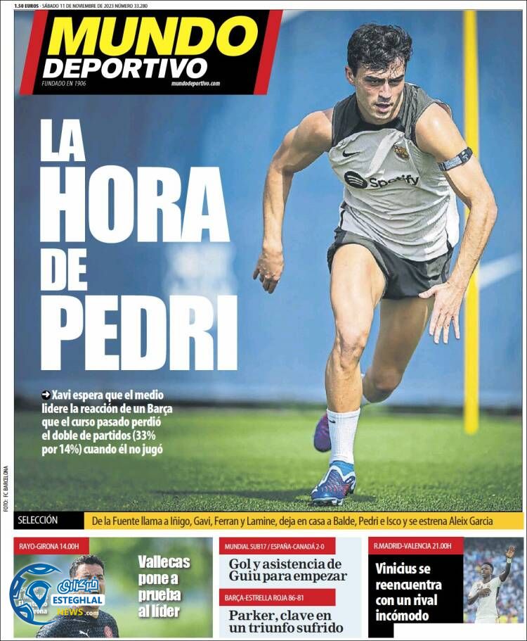 روزنامه ورزشی موندو دپورتیوو شنبه 20 آبان 1402 