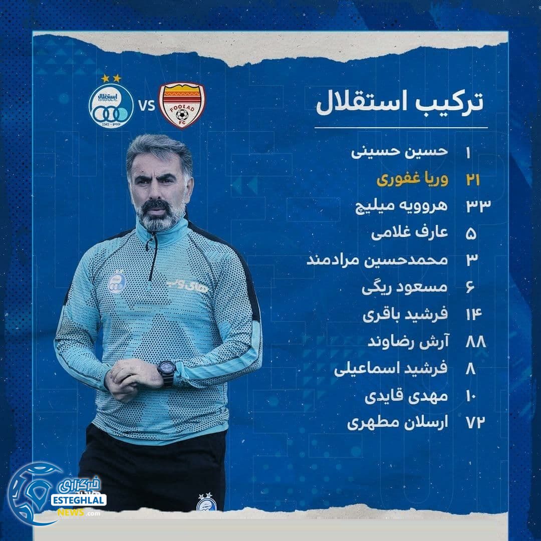 ترکیب استقلال مقابل فولاد خوزستان