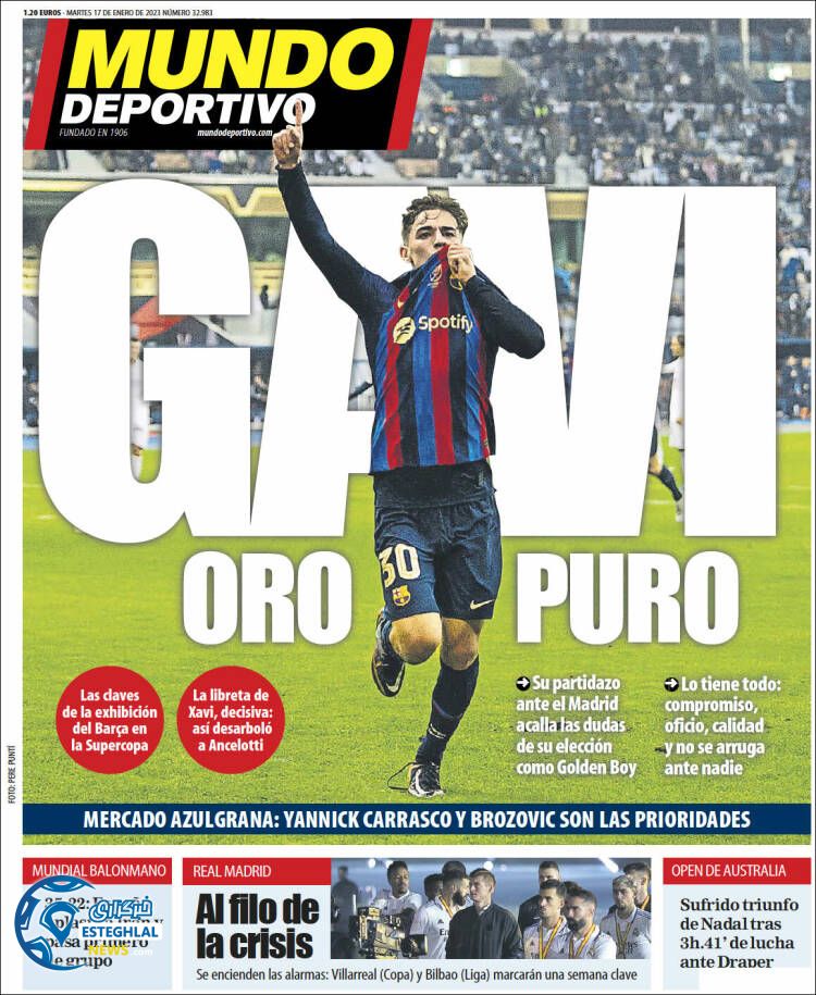 روزنامه ورزشی موندودپورتیوو سه شنبه 27 دی 1401 