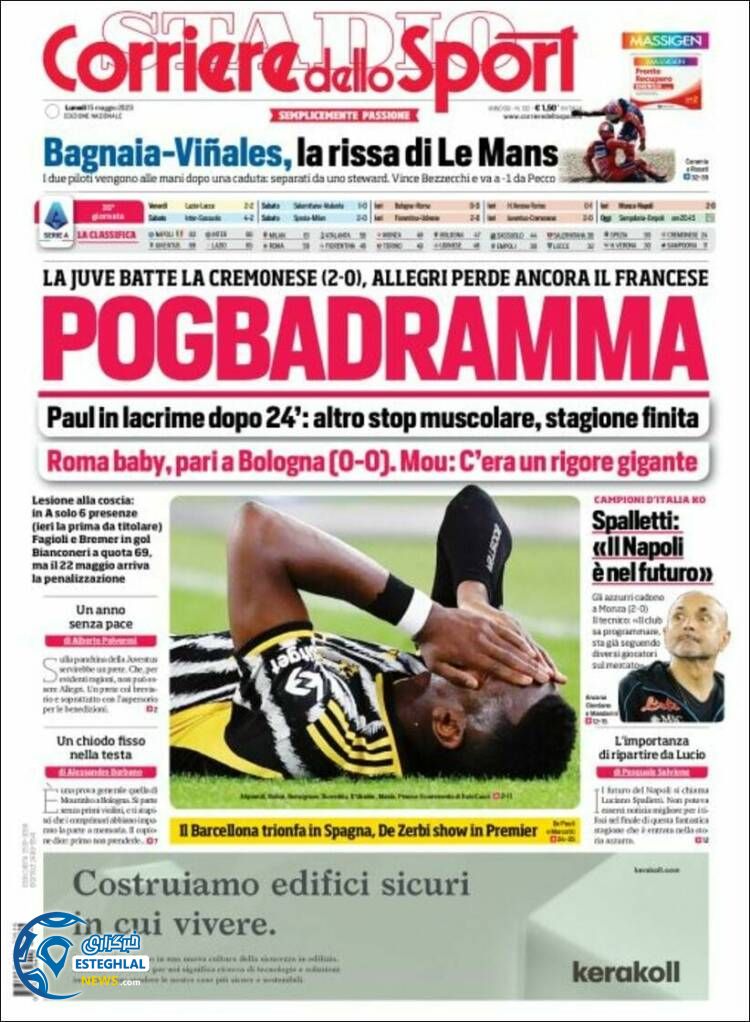 روزنامه ورزشی کوریره دلو اسپورت دوشنبه 25 اردیبهشت 1402 