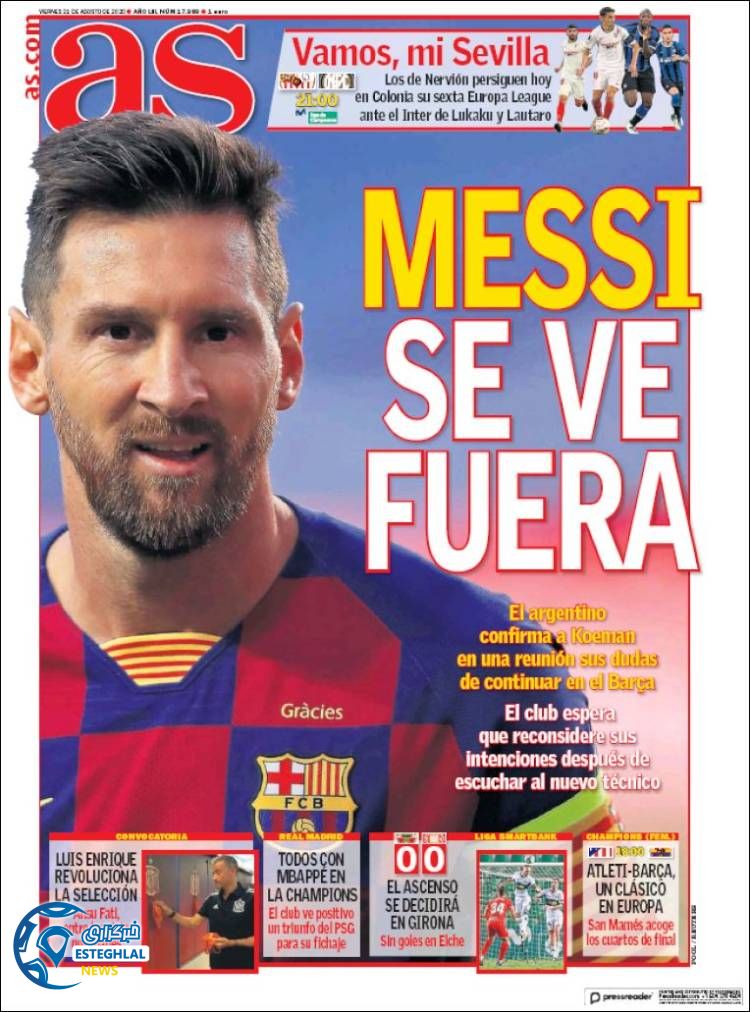 روزنامه ورزشی آاس جمعه 31 مرداد 1399