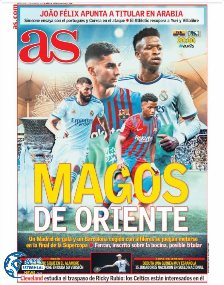 روزنامه ورزشی آ اس چهارشنبه 22 دی 1400